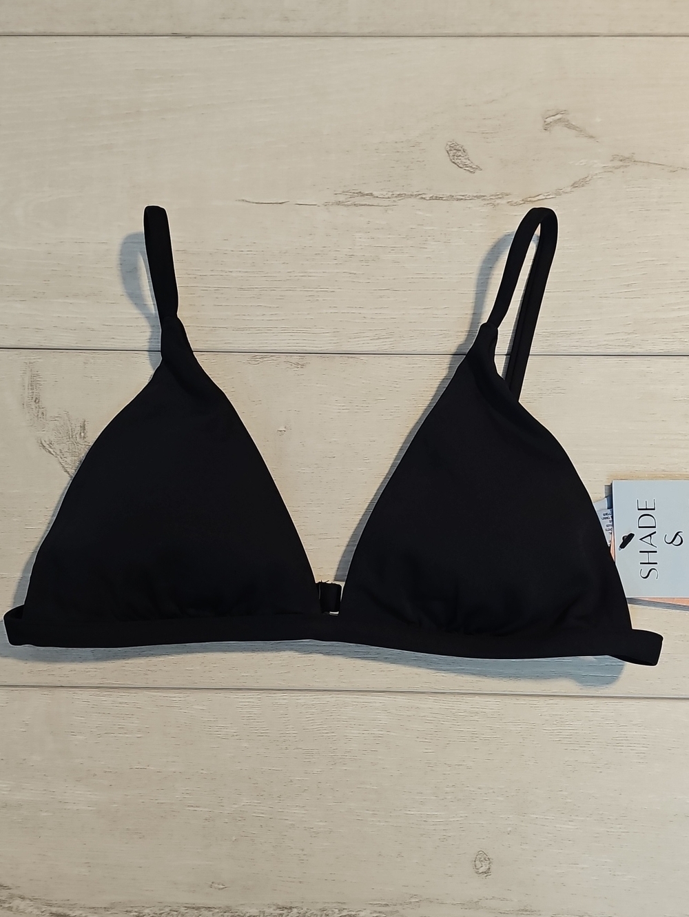 Shade & Shore Women's M Solid Smooth Black Fixed Triangle Bikini Top